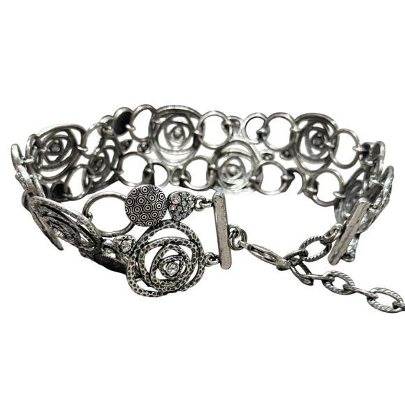 Silver Metal Boho Belt‎ Lobster Claw Clasp 39" Rhinestones Bohemian - Picture 4 of 11